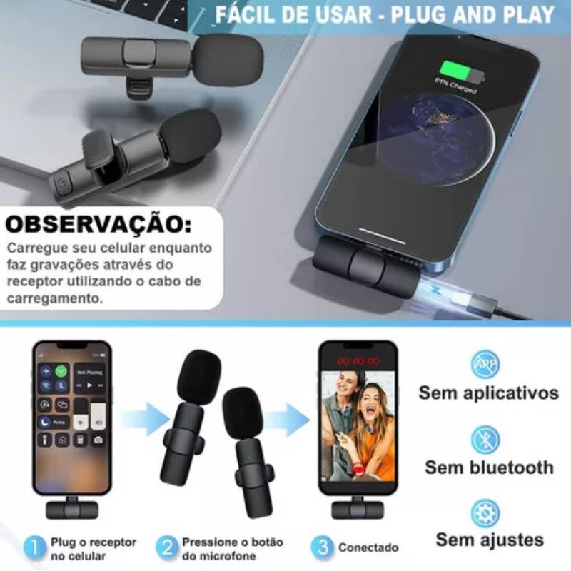 Microfone Sem Fio Duplo